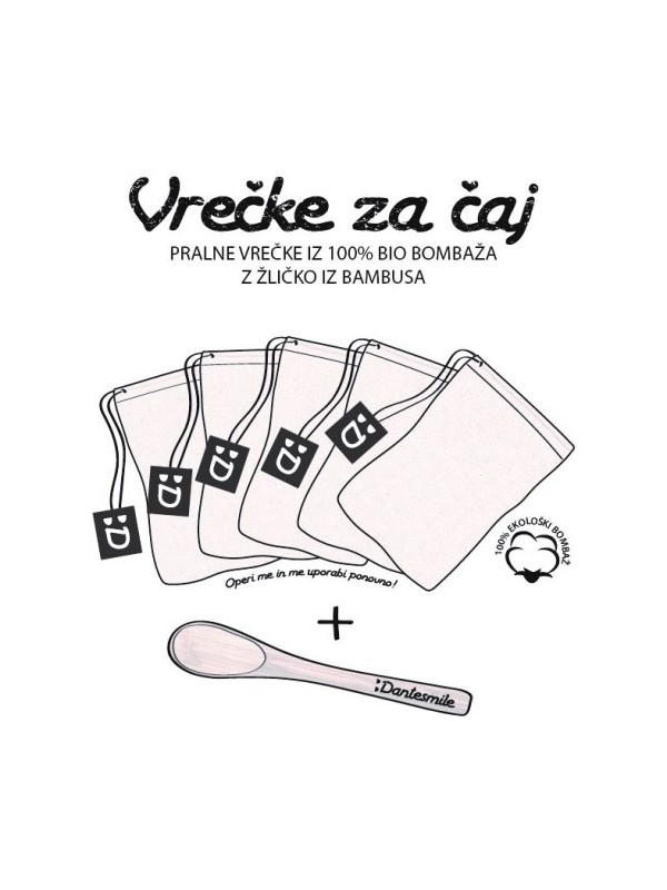 PRALNE VREČKE ZA ČAJ + ŽLIČKA